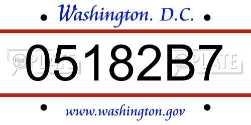 05182B7 District Of Columbia License Plate