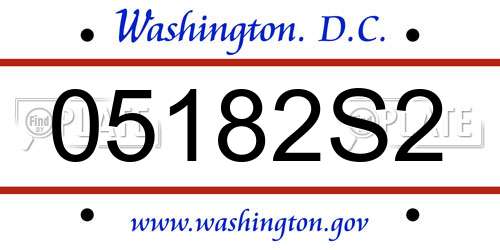 05182S2 District Of Columbia License Plate