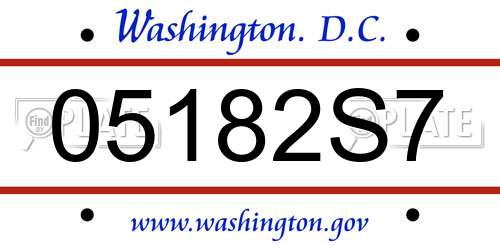 05182S7 District Of Columbia License Plate