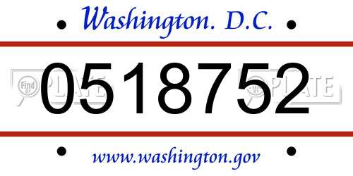 0518752 District Of Columbia License Plate