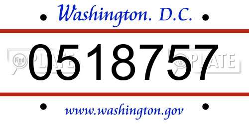 0518757 District Of Columbia License Plate