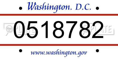 0518782 District Of Columbia License Plate