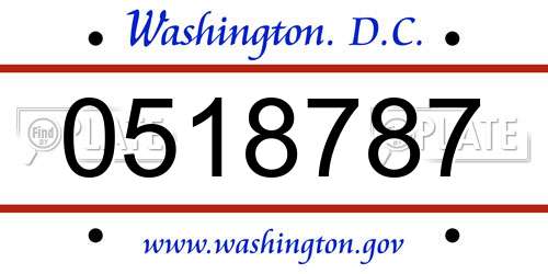 0518787 District Of Columbia License Plate