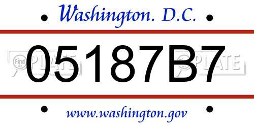 05187B7 District Of Columbia License Plate