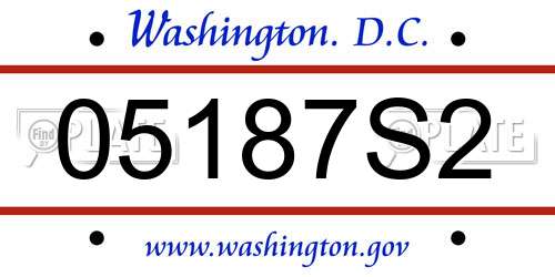 05187S2 District Of Columbia License Plate
