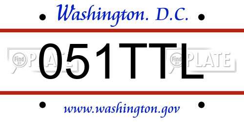 051TTL District Of Columbia License Plate