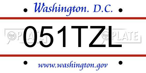051TZL District Of Columbia License Plate
