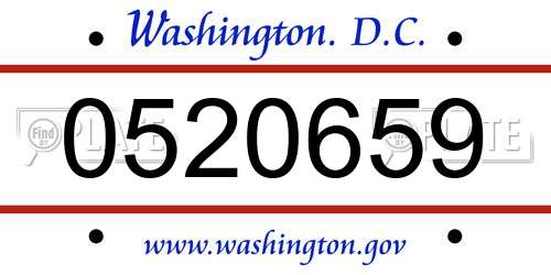 0520659 District Of Columbia License Plate
