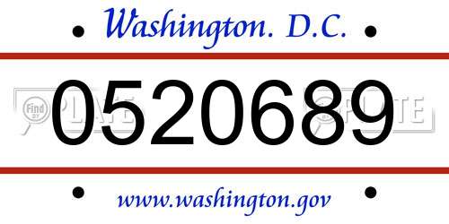 0520689 District Of Columbia License Plate
