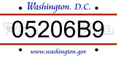 05206B9 District Of Columbia License Plate