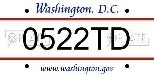 0522TD District Of Columbia License Plate