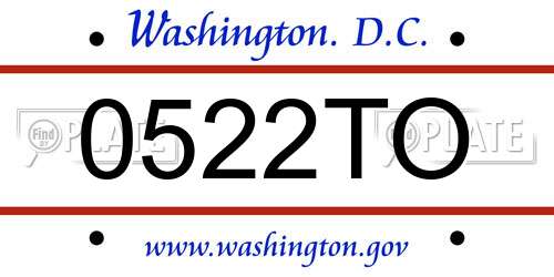 0522TO District Of Columbia License Plate