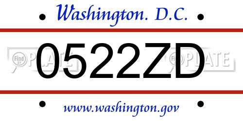 0522ZD District Of Columbia License Plate