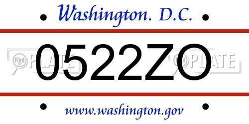 0522ZO District Of Columbia License Plate