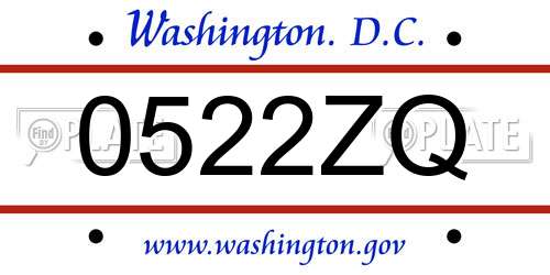 0522ZQ District Of Columbia License Plate