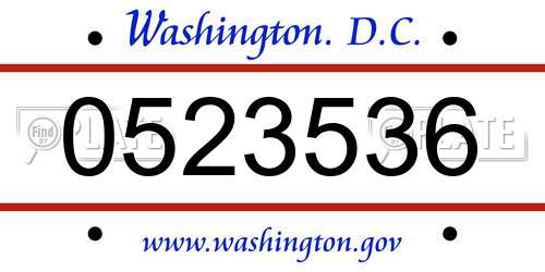0523536 District Of Columbia License Plate