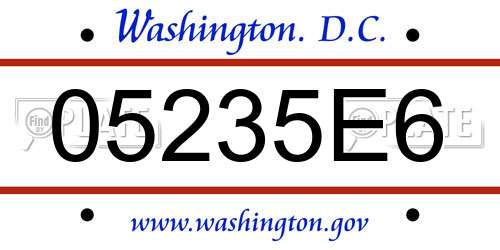 05235E6 District Of Columbia License Plate