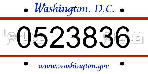 0523836 District Of Columbia License Plate