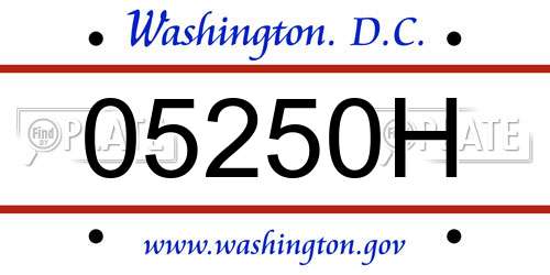 05250H District Of Columbia License Plate