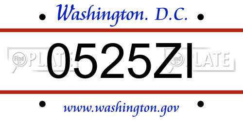 0525ZI District Of Columbia License Plate