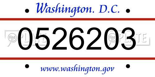 0526203 District Of Columbia License Plate