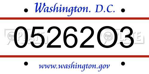 05262O3 District Of Columbia License Plate