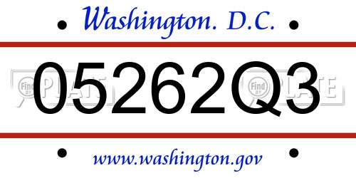 05262Q3 District Of Columbia License Plate