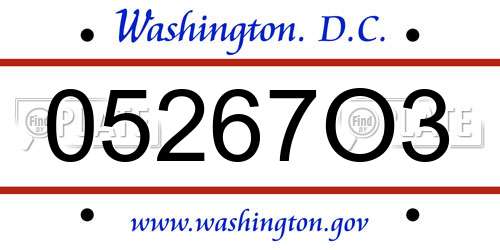 05267O3 District Of Columbia License Plate