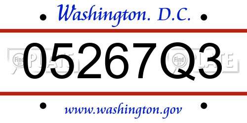 05267Q3 District Of Columbia License Plate