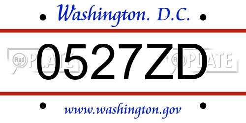 0527ZD District Of Columbia License Plate
