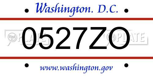 0527ZO District Of Columbia License Plate