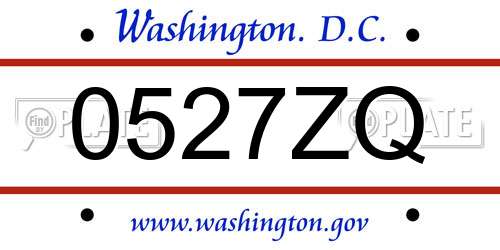 0527ZQ District Of Columbia License Plate