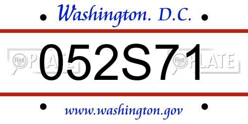 052S71 District Of Columbia License Plate