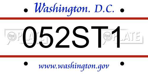 052ST1 District Of Columbia License Plate