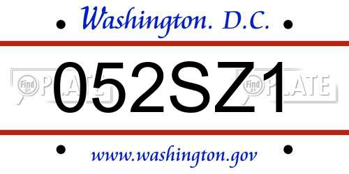 052SZ1 District Of Columbia License Plate