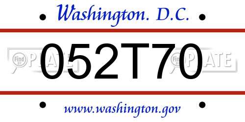 052T70 District Of Columbia License Plate