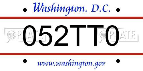 052TT0 District Of Columbia License Plate