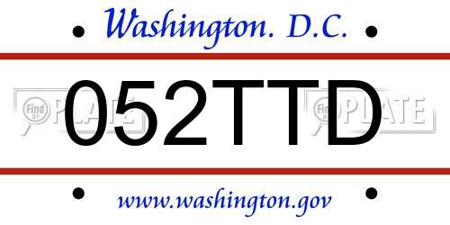 052TTD District Of Columbia License Plate