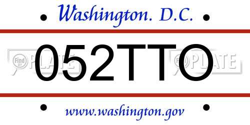 052TTO District Of Columbia License Plate