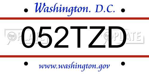 052TZD District Of Columbia License Plate