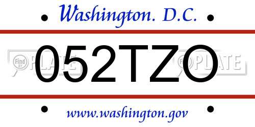 052TZO District Of Columbia License Plate