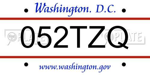 052TZQ District Of Columbia License Plate