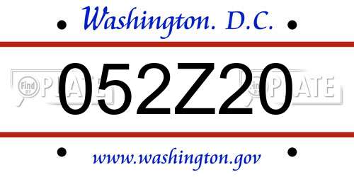 052Z20 District Of Columbia License Plate