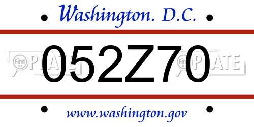 052Z70 District Of Columbia License Plate