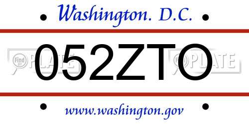 052ZTO District Of Columbia License Plate