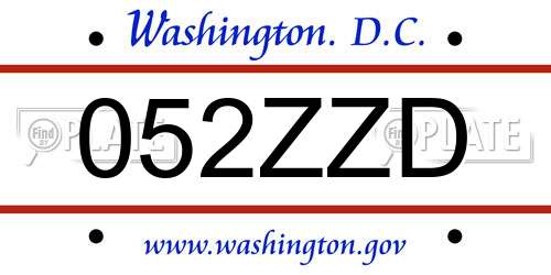 052ZZD District Of Columbia License Plate
