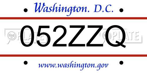 052ZZQ District Of Columbia License Plate