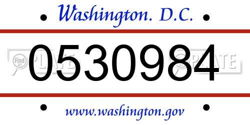 0530984 District Of Columbia License Plate