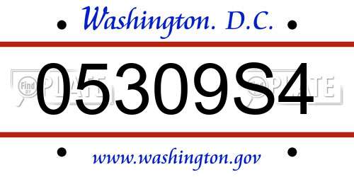 05309S4 District Of Columbia License Plate