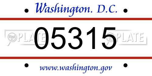 05315 District Of Columbia License Plate